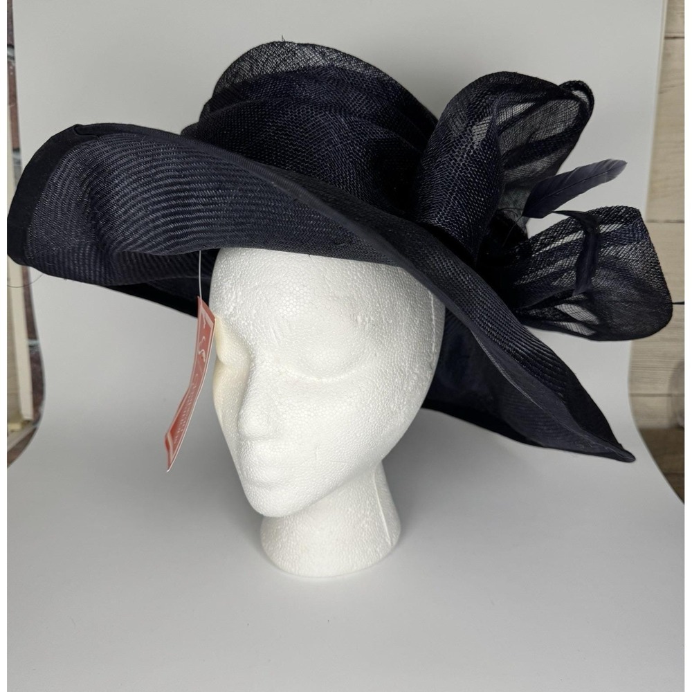 Vintage Ruth Kropveld Chapeau Creations Navy Organza Bow Occasion Hat w Tag